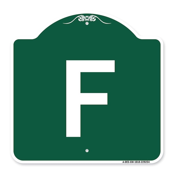 Signmission Designer Series Sign-Sign W/ Letter F, Green & White Aluminum Sign, 18" x 18", GW-1818-22954 A-DES-GW-1818-22954 - main